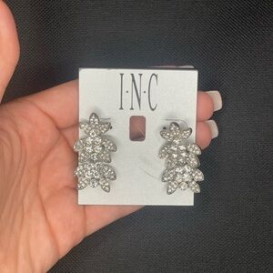 INC International Concepts Silver Floral Crystal Earrings